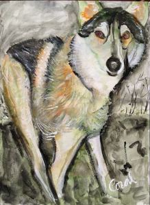 The author painted her Damien.