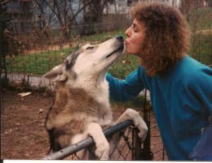 The author's mother gets a kiss from Damien.
