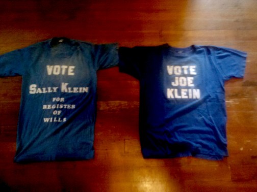 T-shirts the author worse when her parents were campaigning in the 1980s.