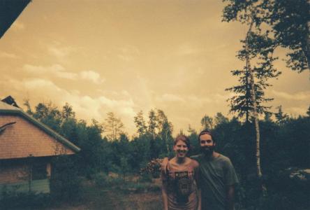 The author and Zach, standing outside of the hut.